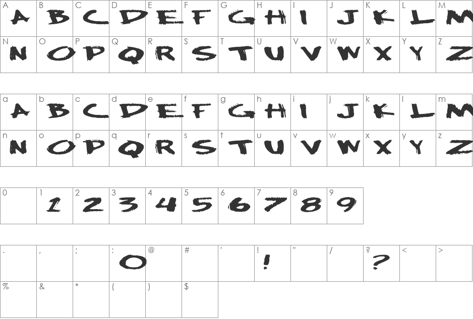BigBubba font character map preview