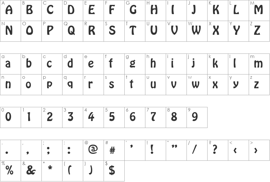 VNI-Hobo font character map preview