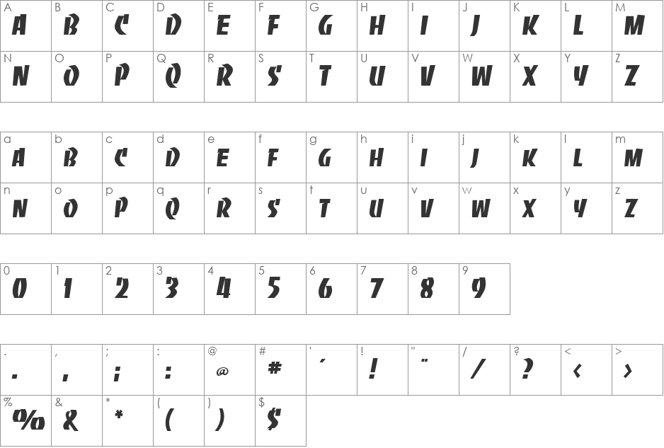 VNI-Jamai font character map preview
