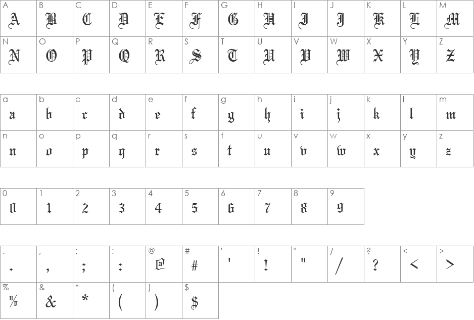 VNI-Maria font character map preview