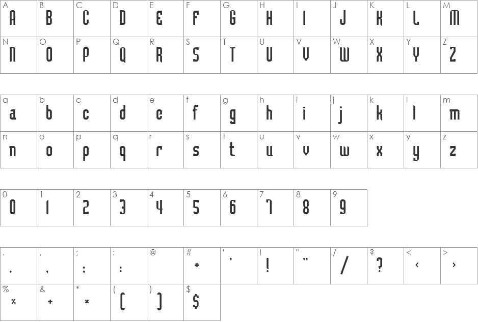 VNI-Redrock font character map preview