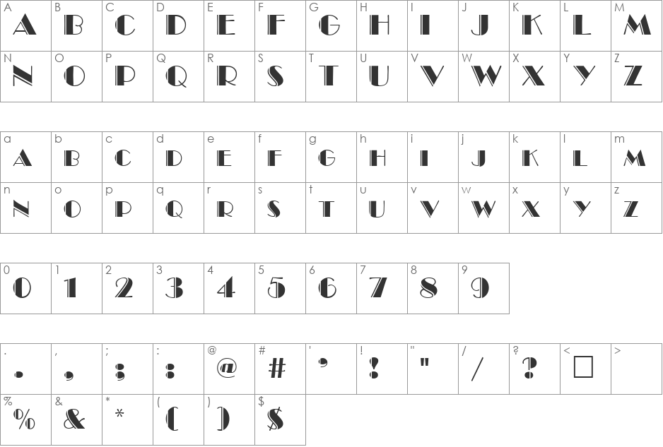 VNI-Top font character map preview