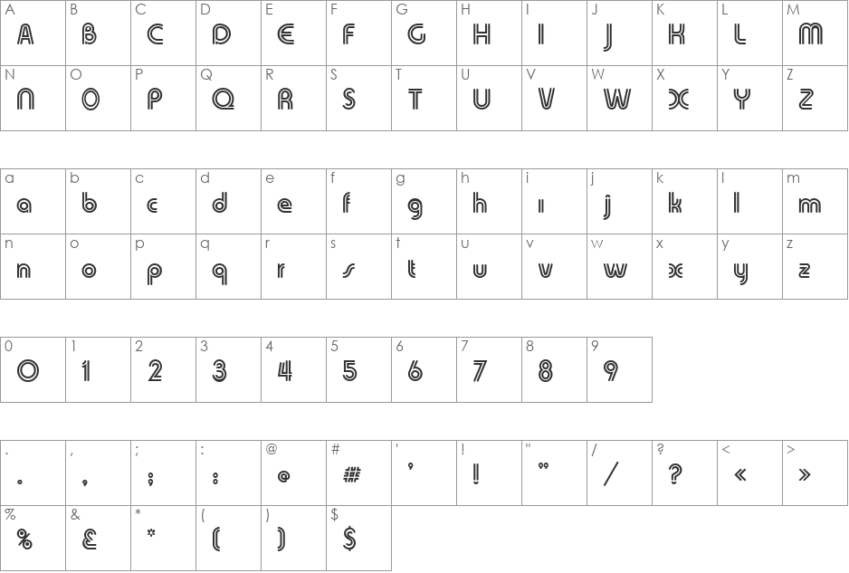 VNI-Tubes font character map preview