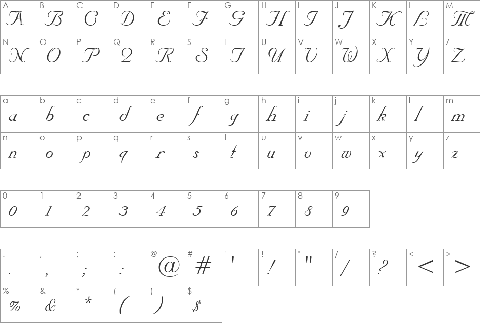 VNI-Upital font character map preview