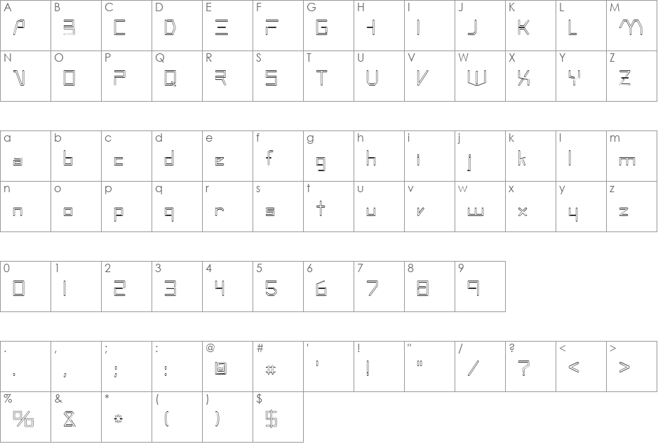 AeroflotOpen font character map preview
