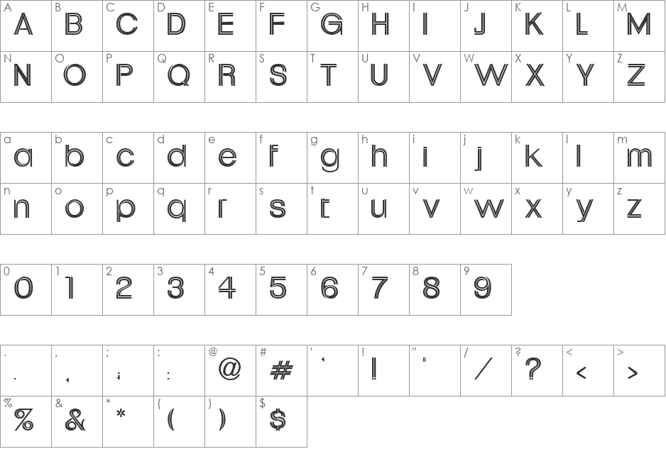 VNI-Uptown font character map preview