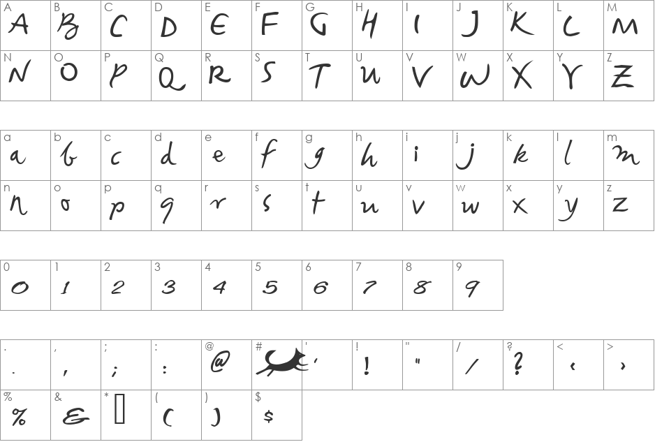 VNIBaybuom font character map preview