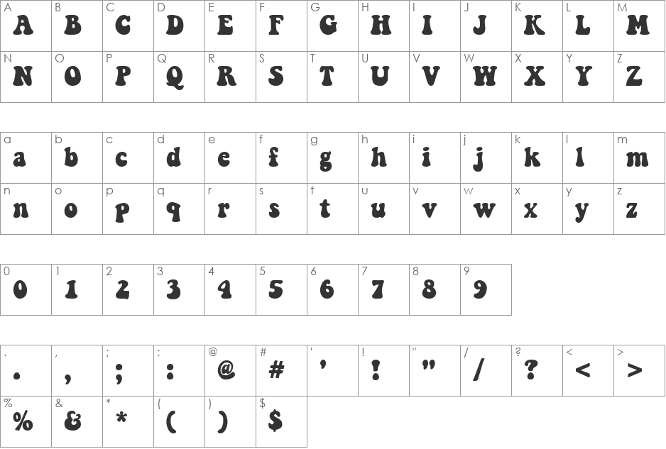 VNItruck font character map preview