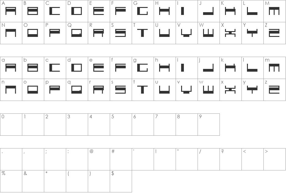 Voker font character map preview