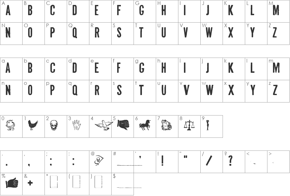 Volante Mexicano font character map preview