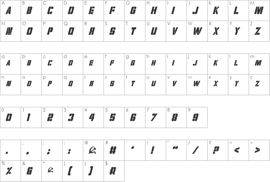 Volkoff font character map preview