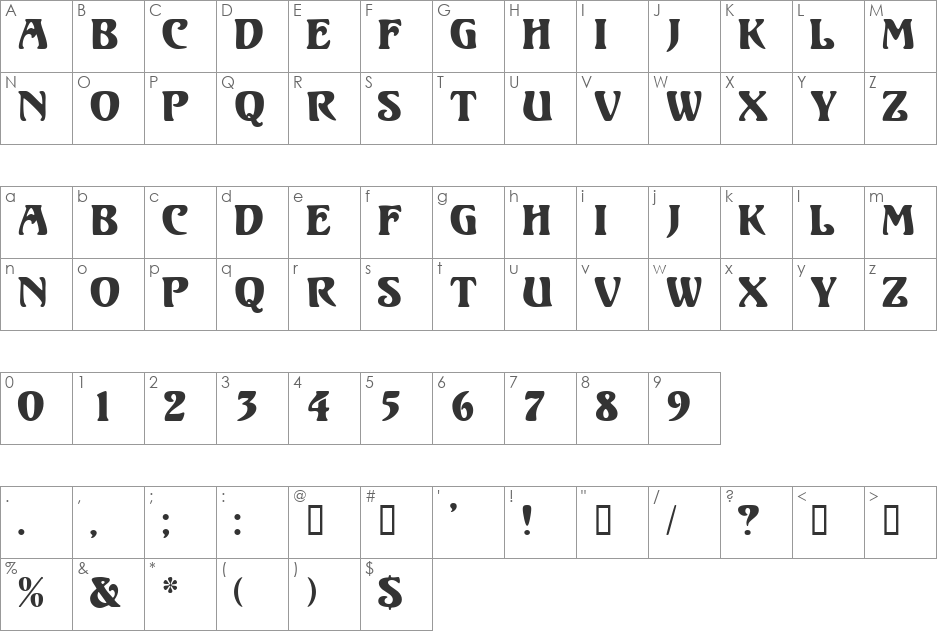 VoluteDisplayCapsSSK font character map preview
