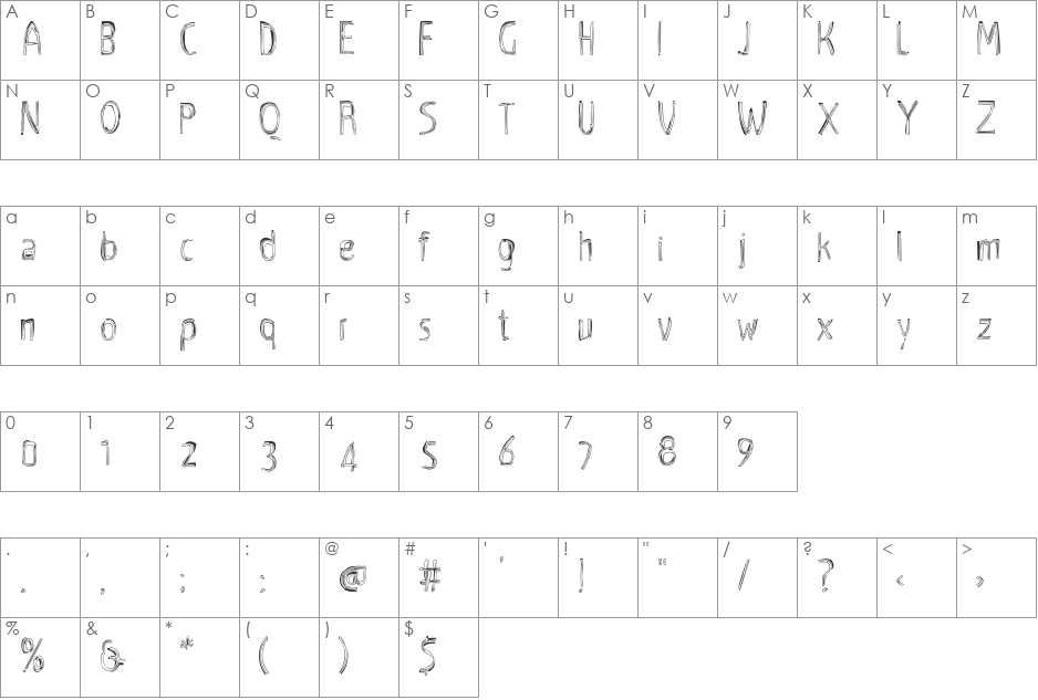 Voodoo font character map preview