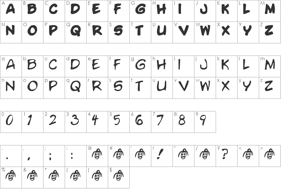 Voodoo Doll font character map preview