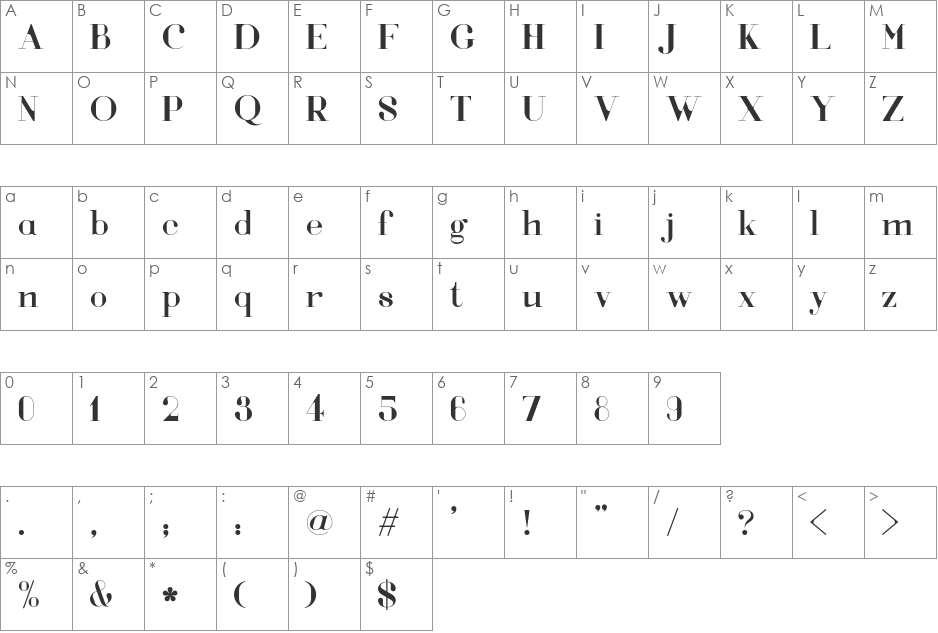 Voor font character map preview