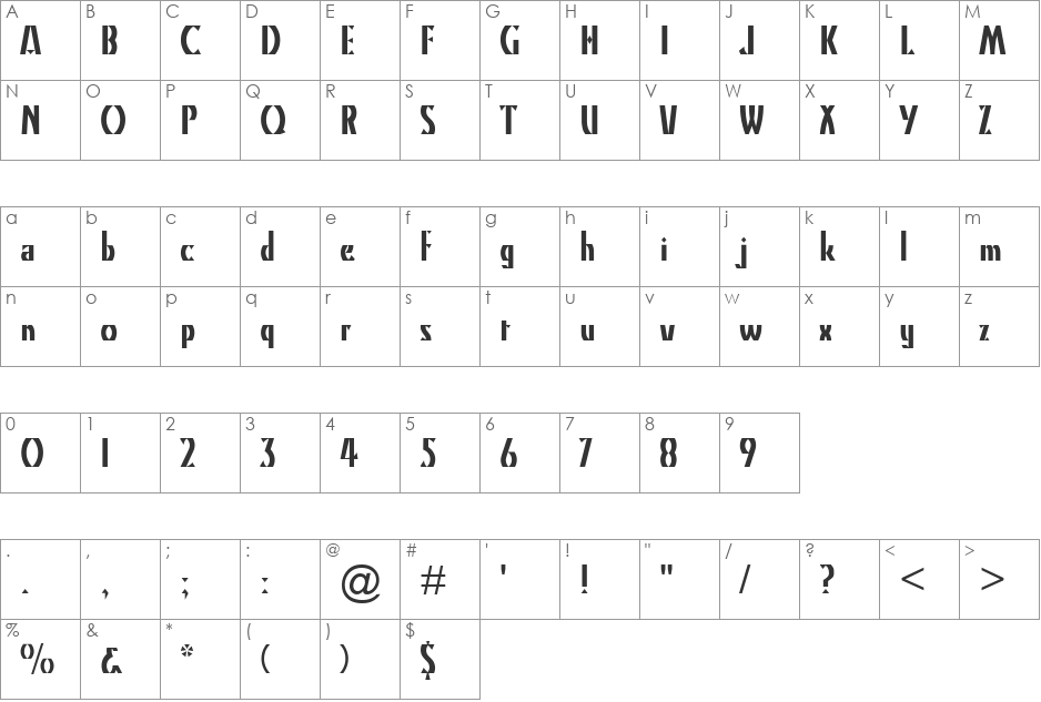 VPS Ha Tien font character map preview