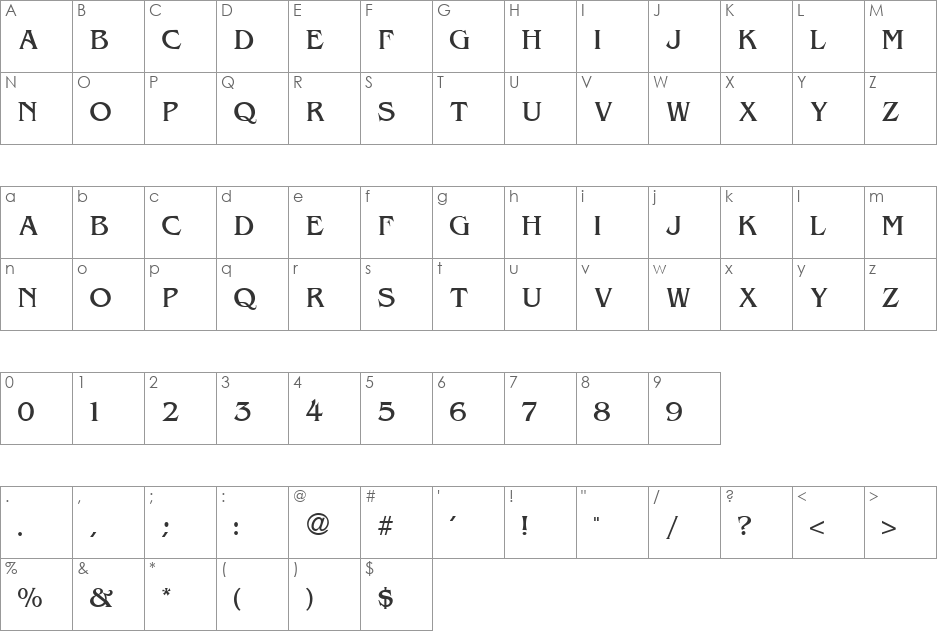 VPS Long Hai Hoa font character map preview