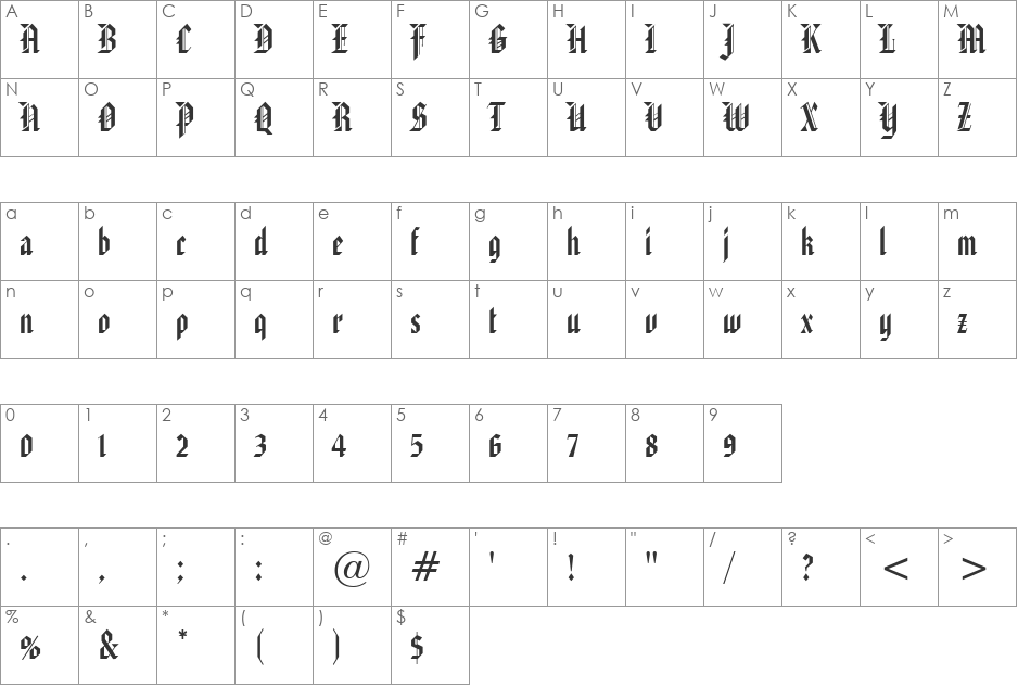 VPS Phong Dinh font character map preview