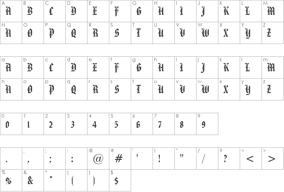 VPS Phong Dinh Hoa font character map preview