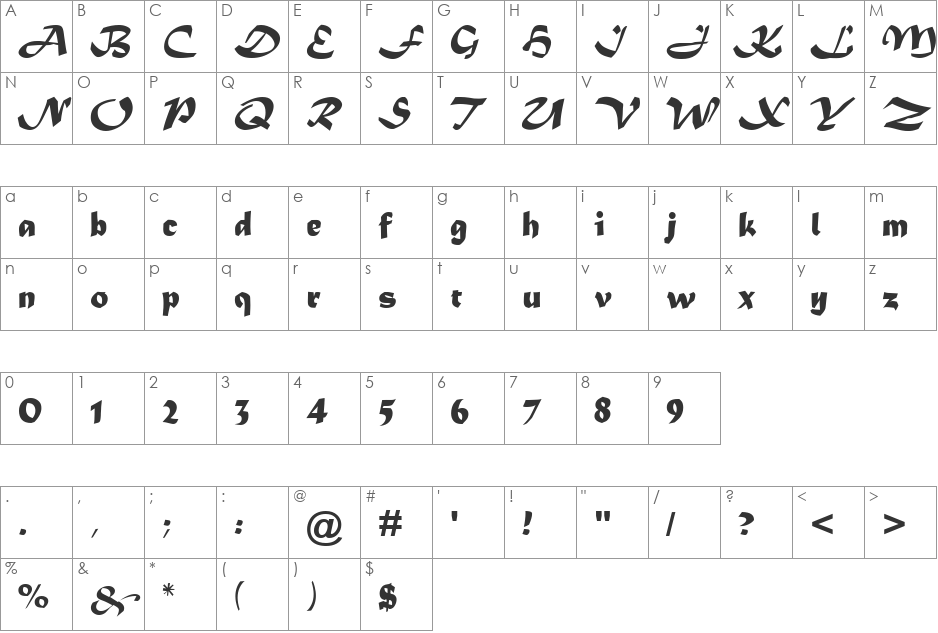 VPS Thai Nguyen font character map preview