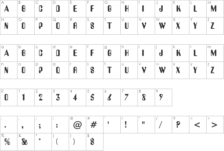 VPS Vinh Long Hoa font character map preview