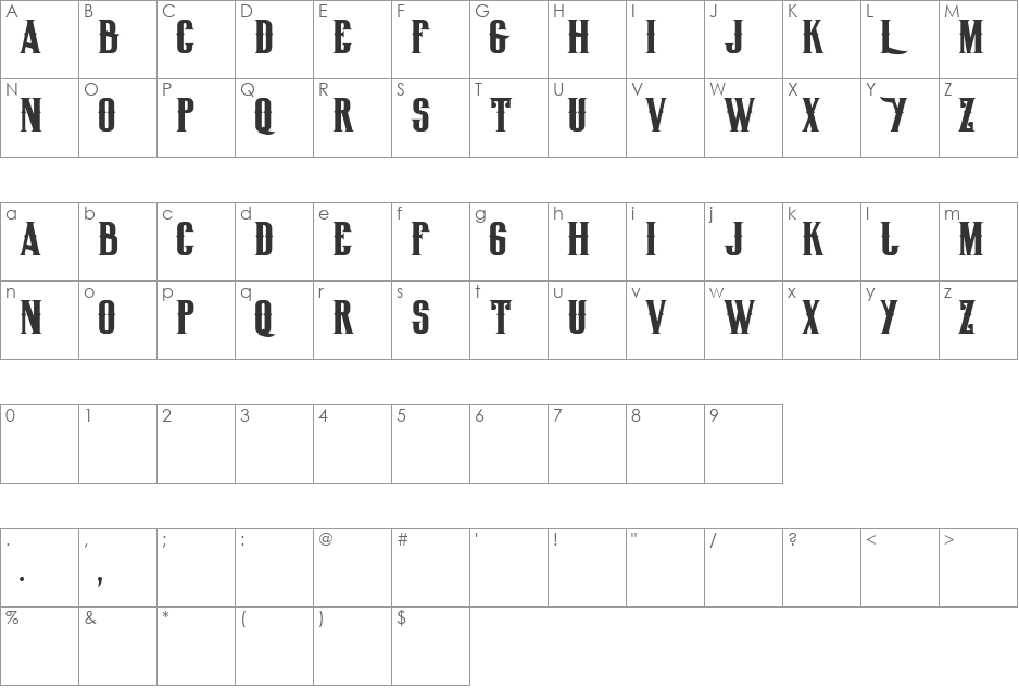 BigLodgeTypeFree font character map preview