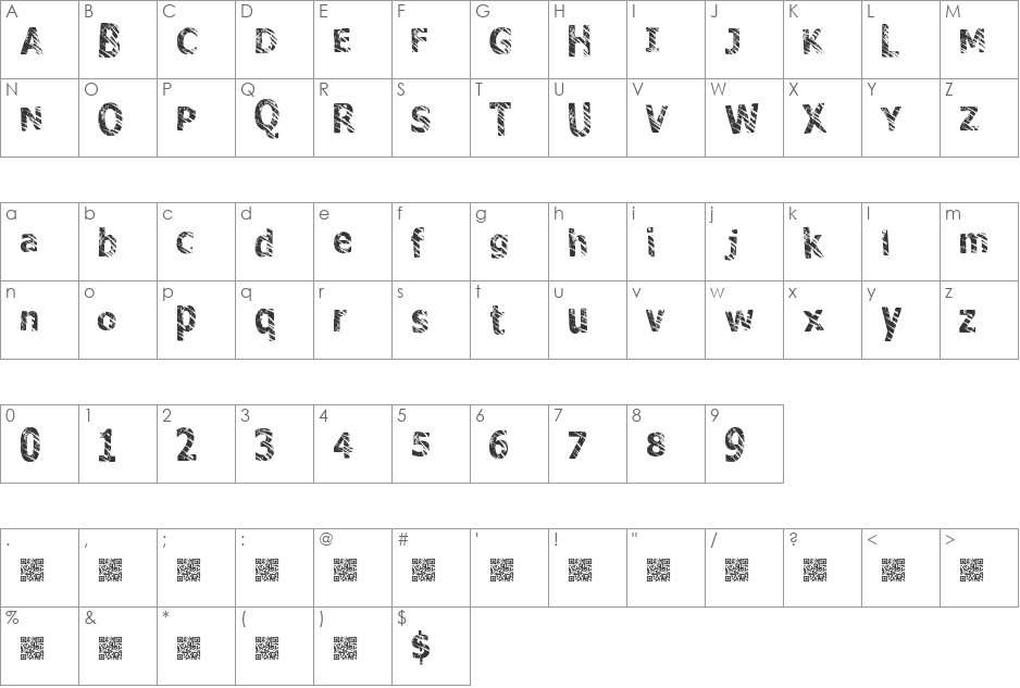 BigParty font character map preview