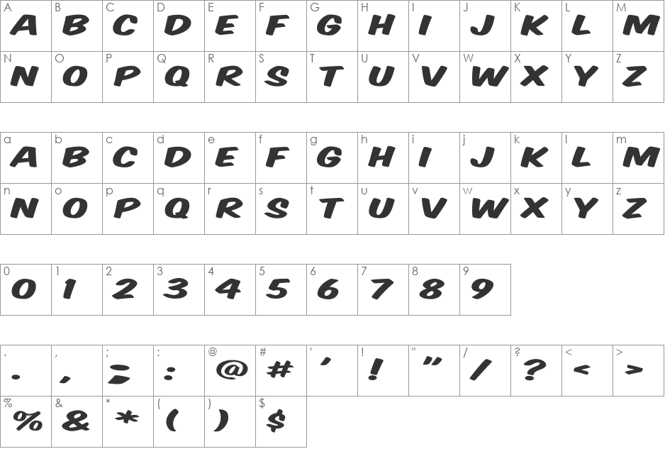 VTCSuperMarketSaleDisplay font character map preview