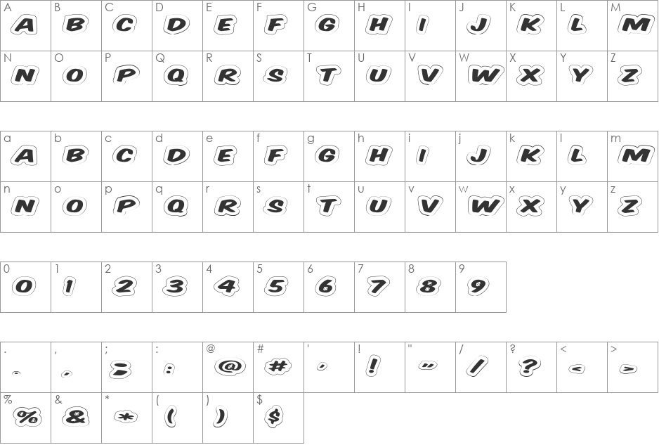 VTCSuperMarketSaleDisplayWired font character map preview
