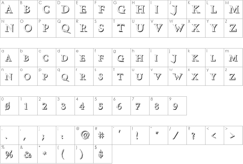 VTCSwitchbladeRomanceSD font character map preview