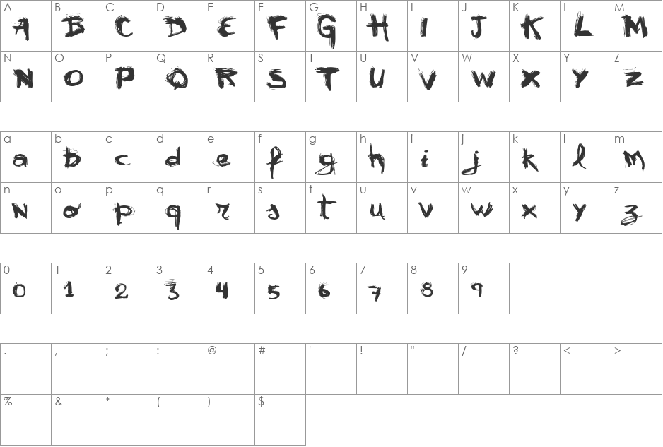 VTKS  mural font character map preview