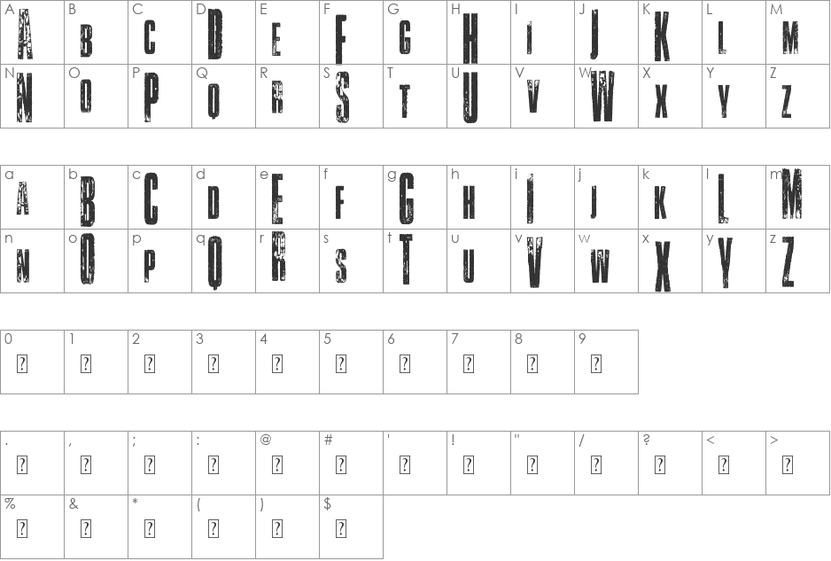 Vtks Classicuda 3 font character map preview