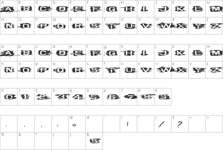 VTKS CURVE font character map preview
