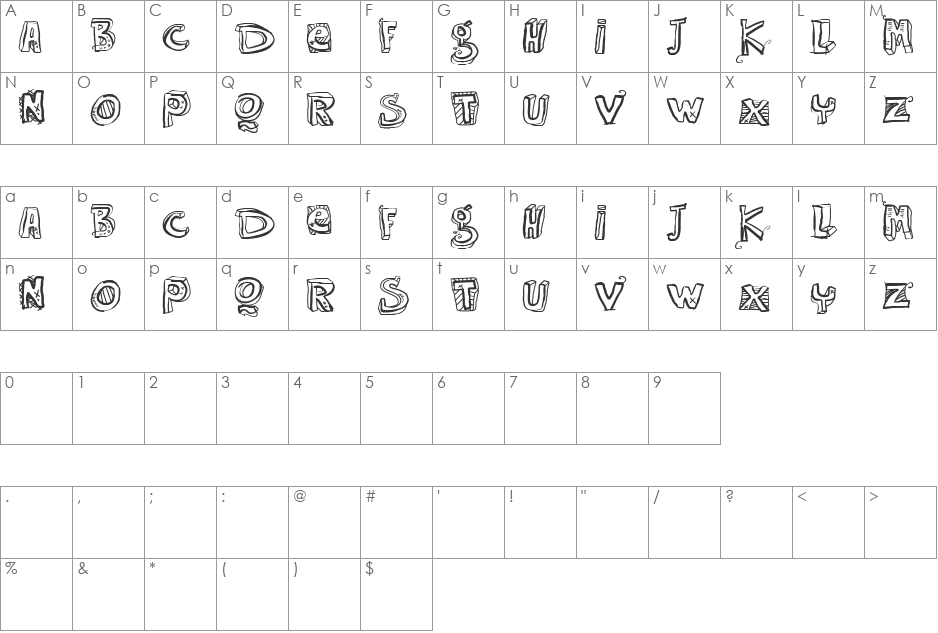 VTKS EASY WAY font character map preview