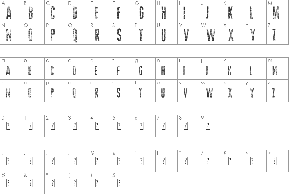 Vtks Money 2 font character map preview