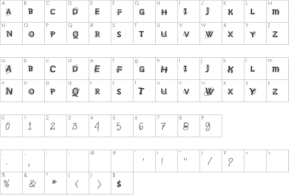 VTKS NO SIGNAL font character map preview
