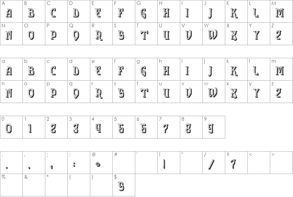 vtks solution 3d font character map preview