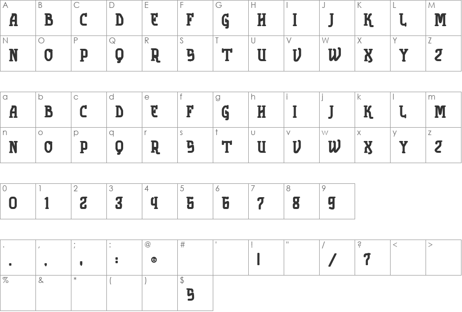 vtks solution bold font character map preview