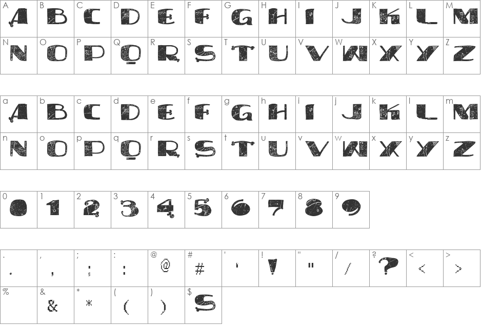 vtks syndicate font character map preview