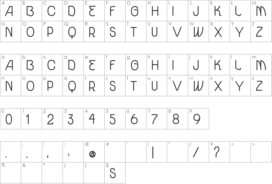 vtks unidade bold font character map preview