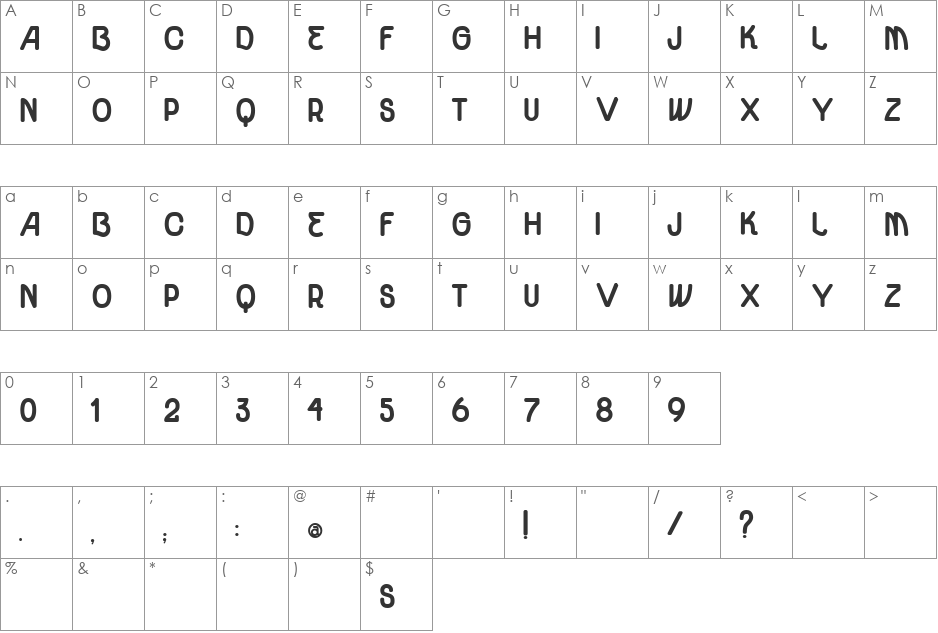 vtks unidade ultra bold font character map preview