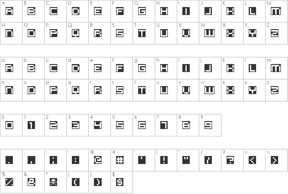 BIG_GIPSY_BRO font character map preview