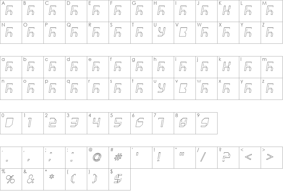 VUK-12 font character map preview