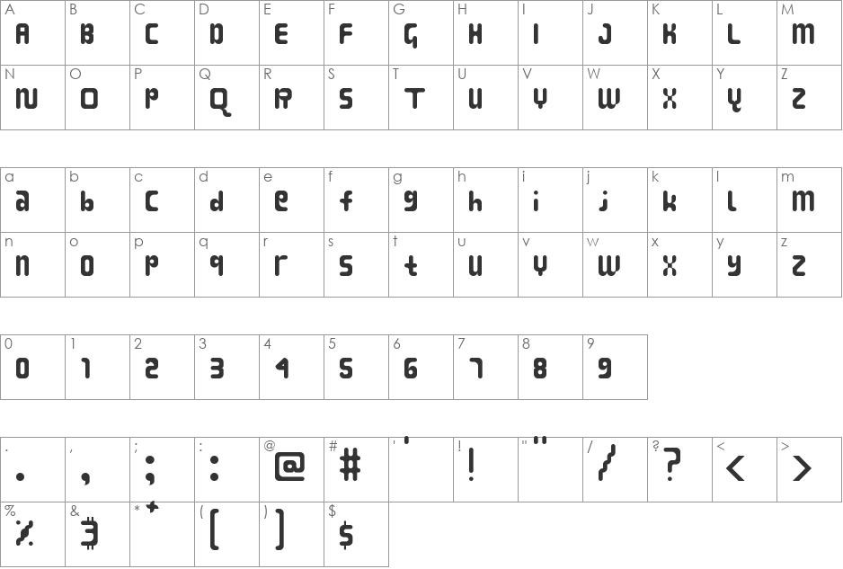Bikang Struck font character map preview