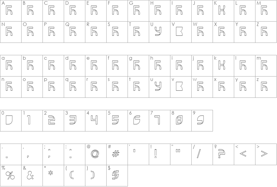 VUK-31 font character map preview