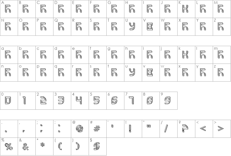VUK-33 font character map preview