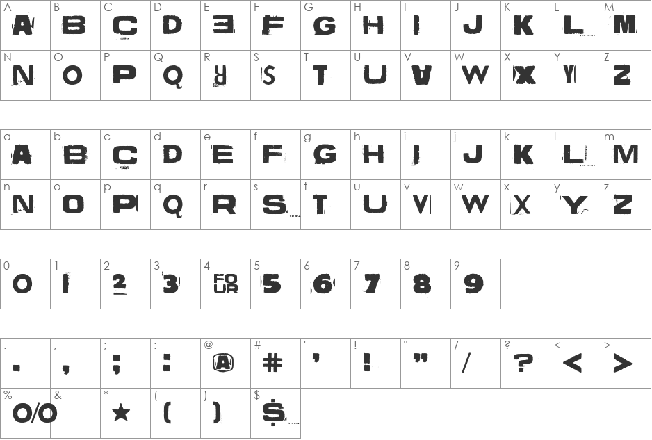 Vuosi vuodelta font character map preview
