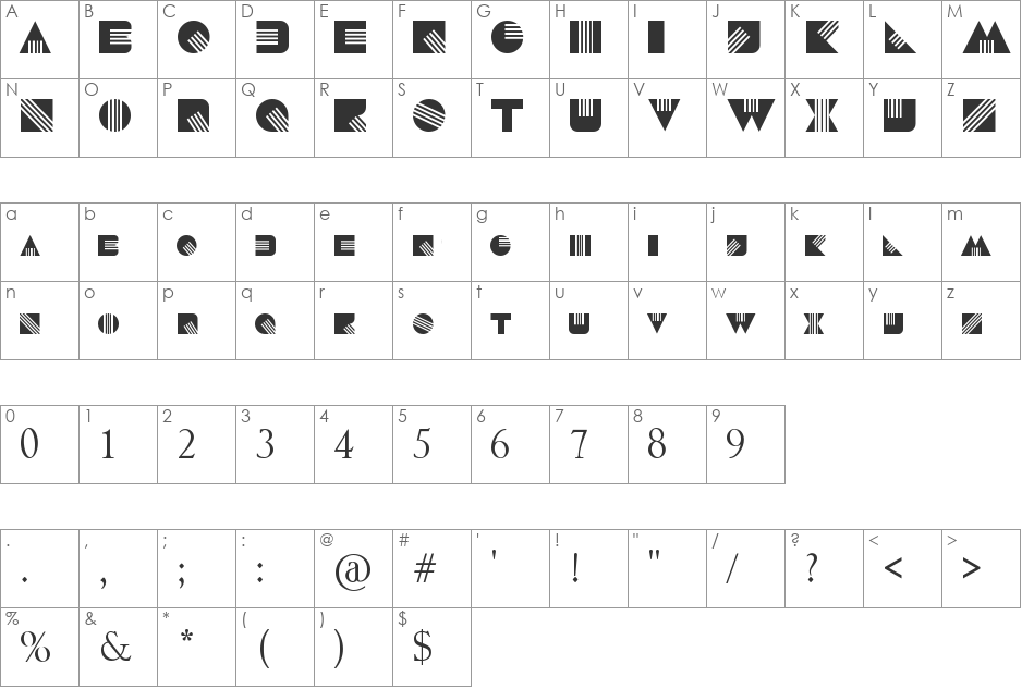 vuur font character map preview