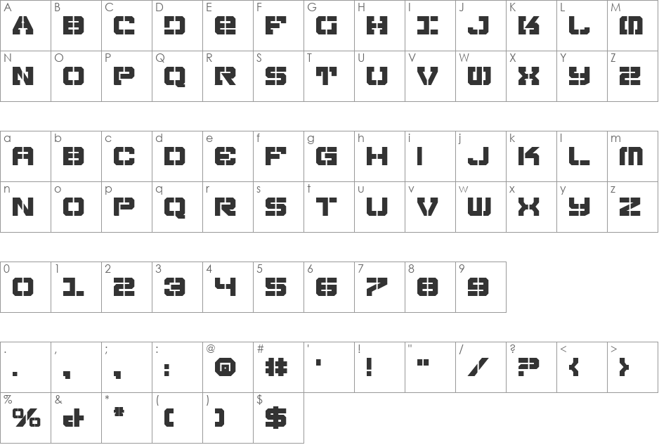 Vyper Bold font character map preview