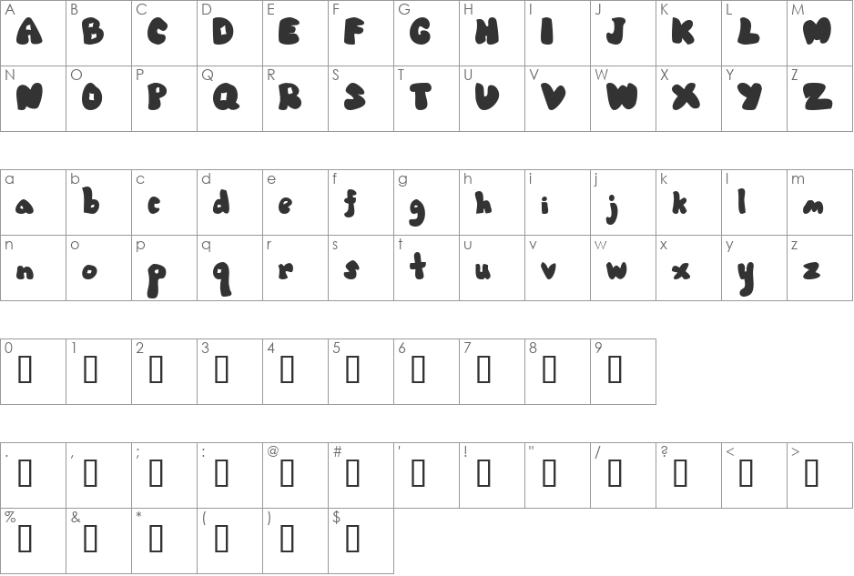 Wab font character map preview